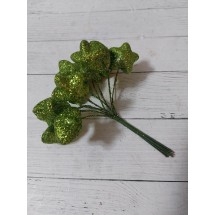 Звезды в глиттере 25 мм цв. зеленый, цена за 12 шт